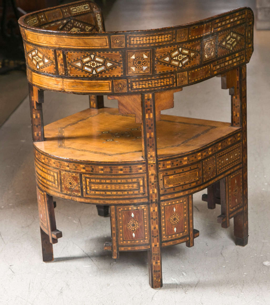 19th c. Antique Inlaid Tub Chair 4