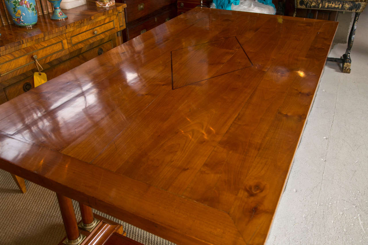 Charles X Style Cherry Library Table In Excellent Condition In Stamford, CT