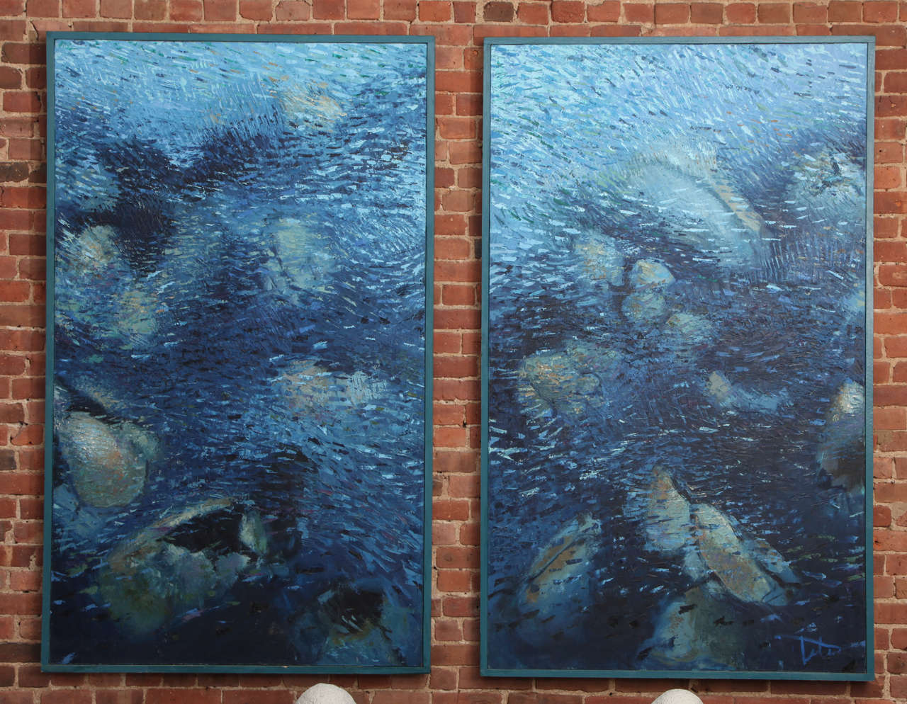 Contemporary Diptych Painting "Into the Depths" by Jerry Teters