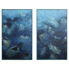 Contemporary Diptych Painting "Into the Depths" by Jerry Teters