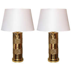 1950
s  English Gold Brass table lamps