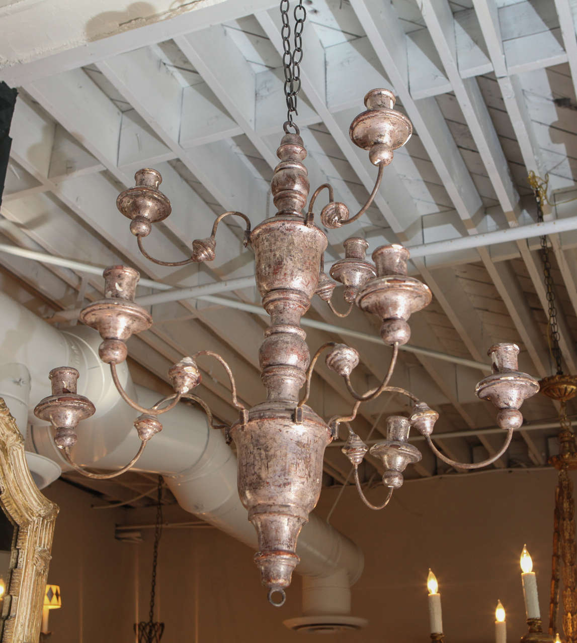 Italian Silver Gilded Chandelier