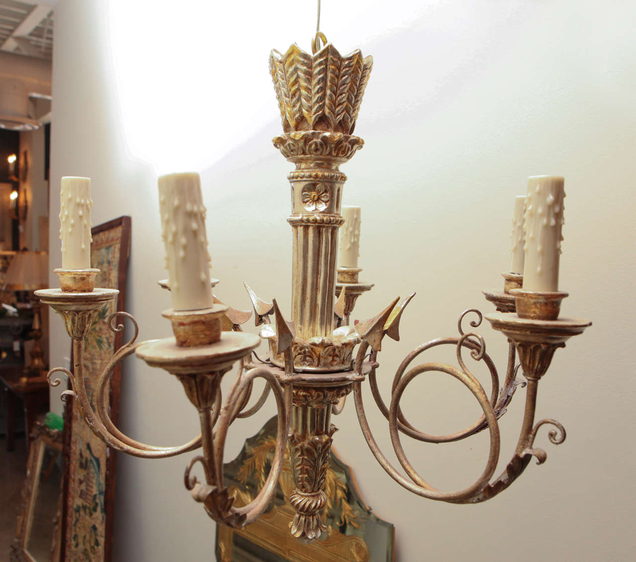 Louis 16th White Gold Gilded Chandeliar