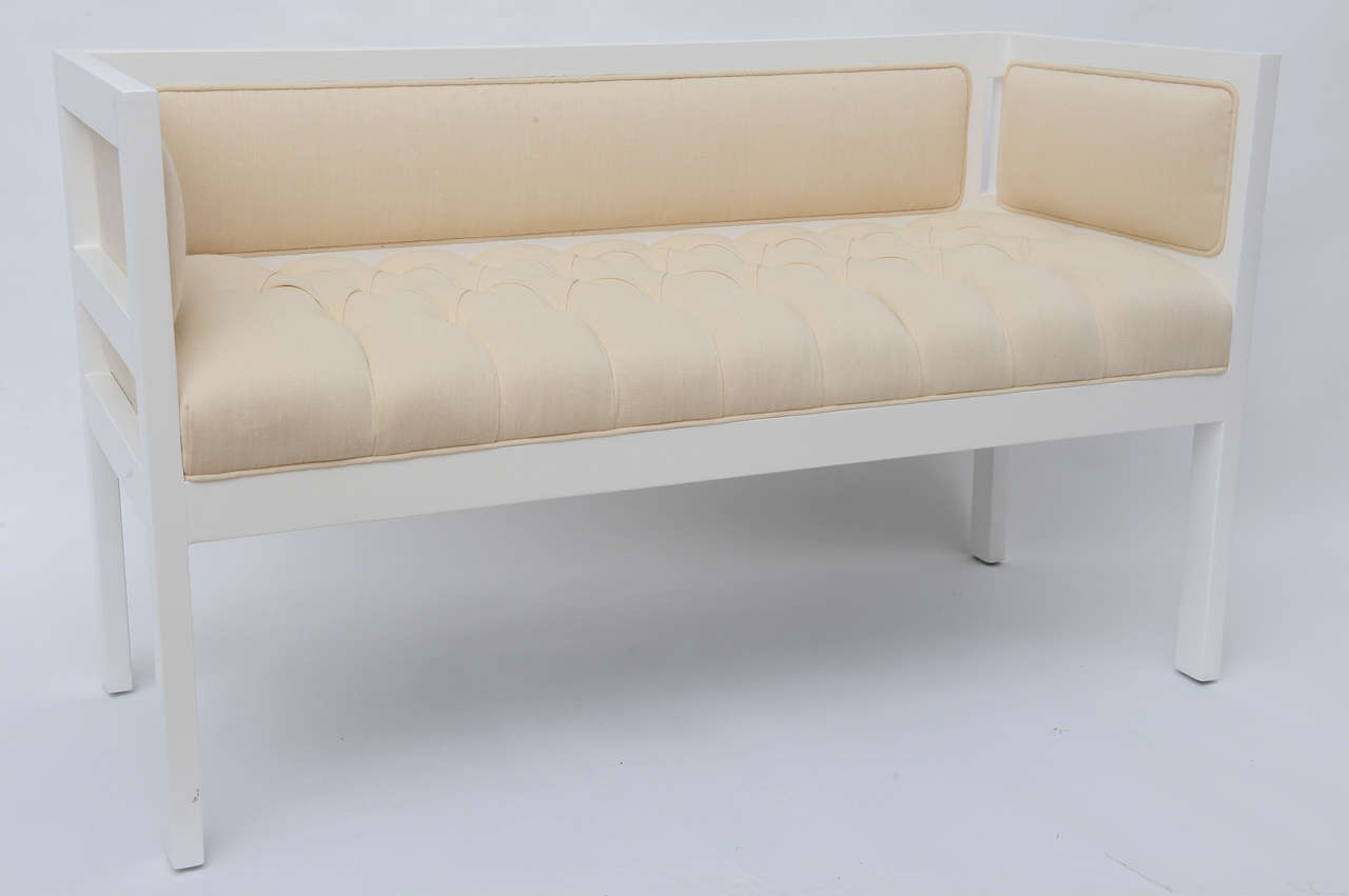 American Tufted Lacquered Settee Bench