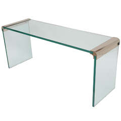 Pace Polished Steel and Glass Table