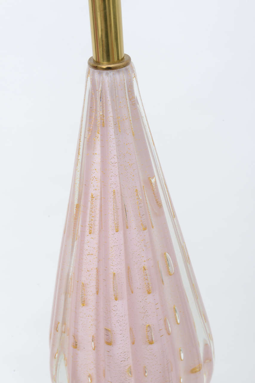 Pair of Alfredo Barbini Venetian Double-Tier Murano Glass Lamps  For Sale 3