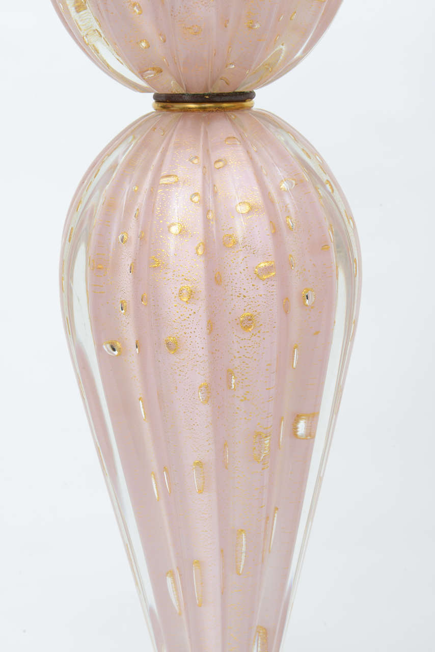 Pair of Alfredo Barbini Venetian Double-Tier Murano Glass Lamps  For Sale 4