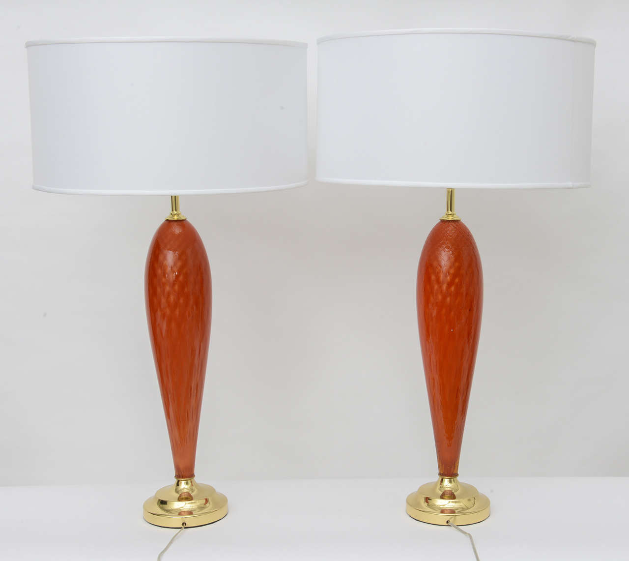 20th Century Pari of 1950's Handblown Murano Glass Lamps