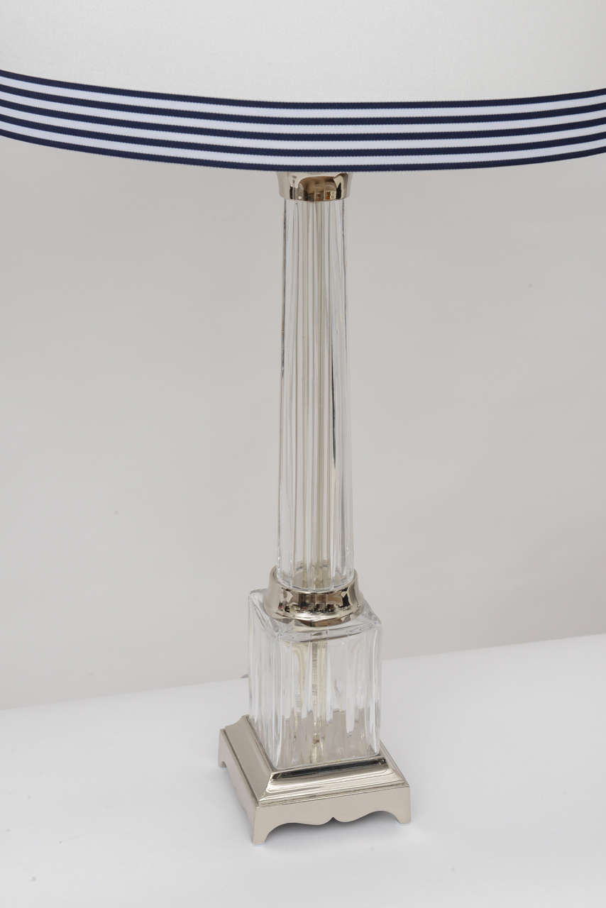 Pair of Fluted Glass Column Lamps at 1stDibs