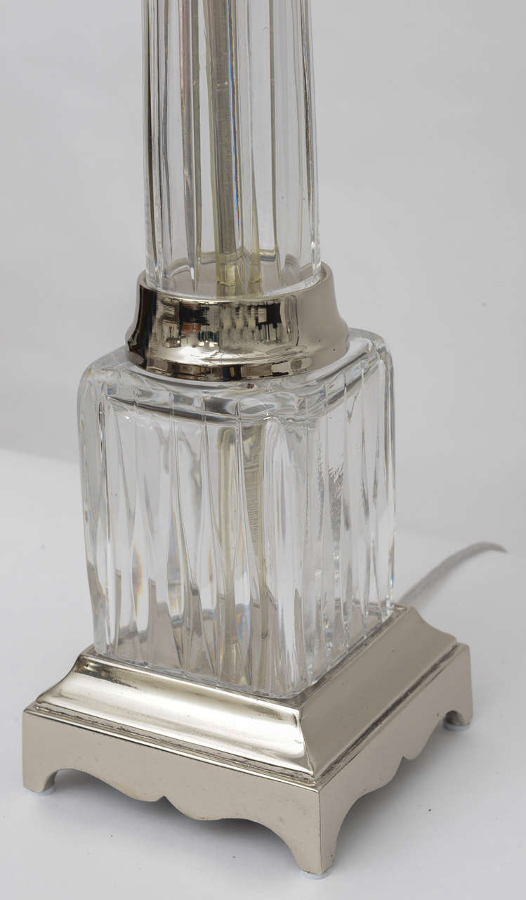 Pair of Fluted Glass Column Lamps at 1stDibs