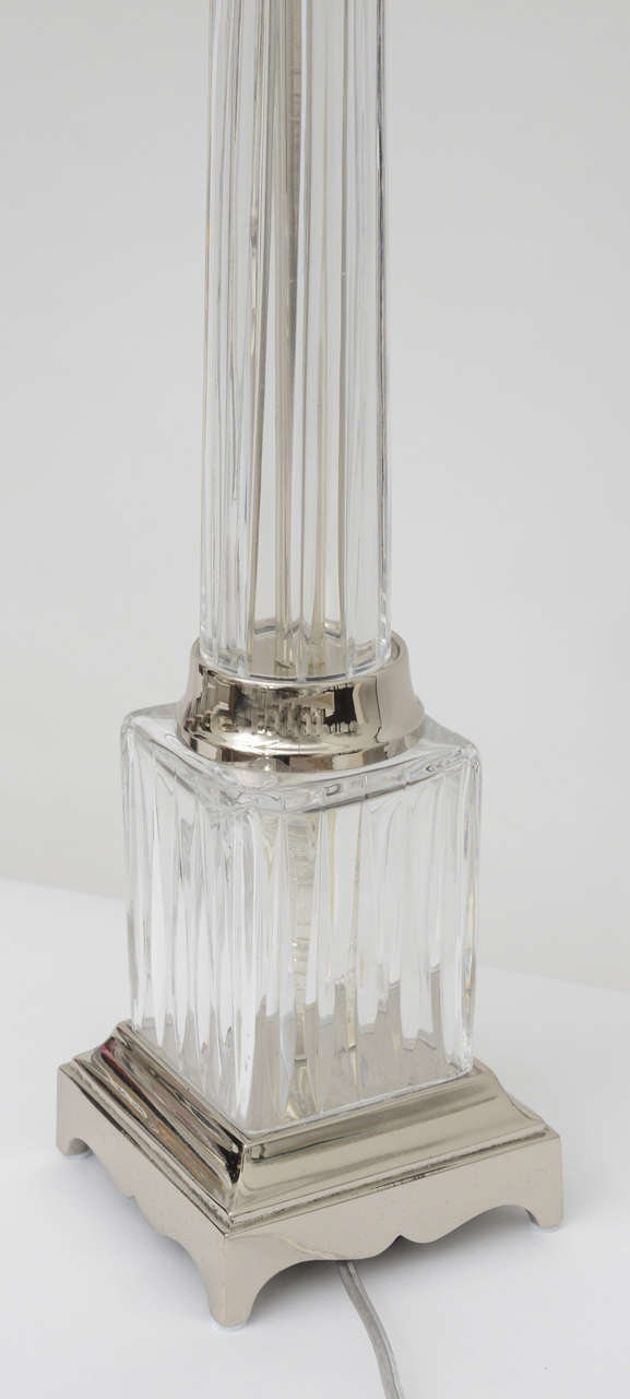 Pair of Fluted Glass Column Lamps at 1stDibs