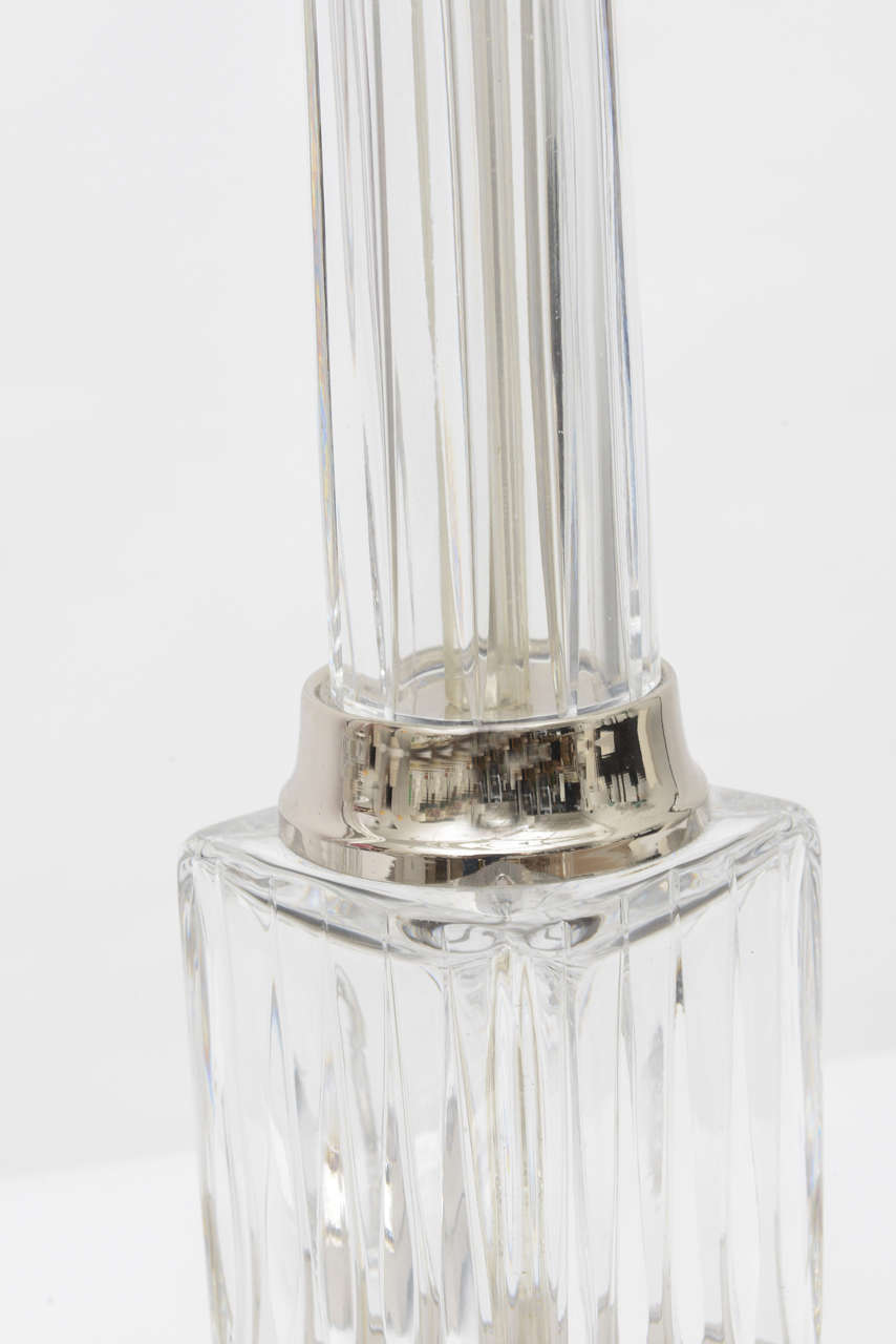 Pair of Fluted Glass Column Lamps at 1stDibs