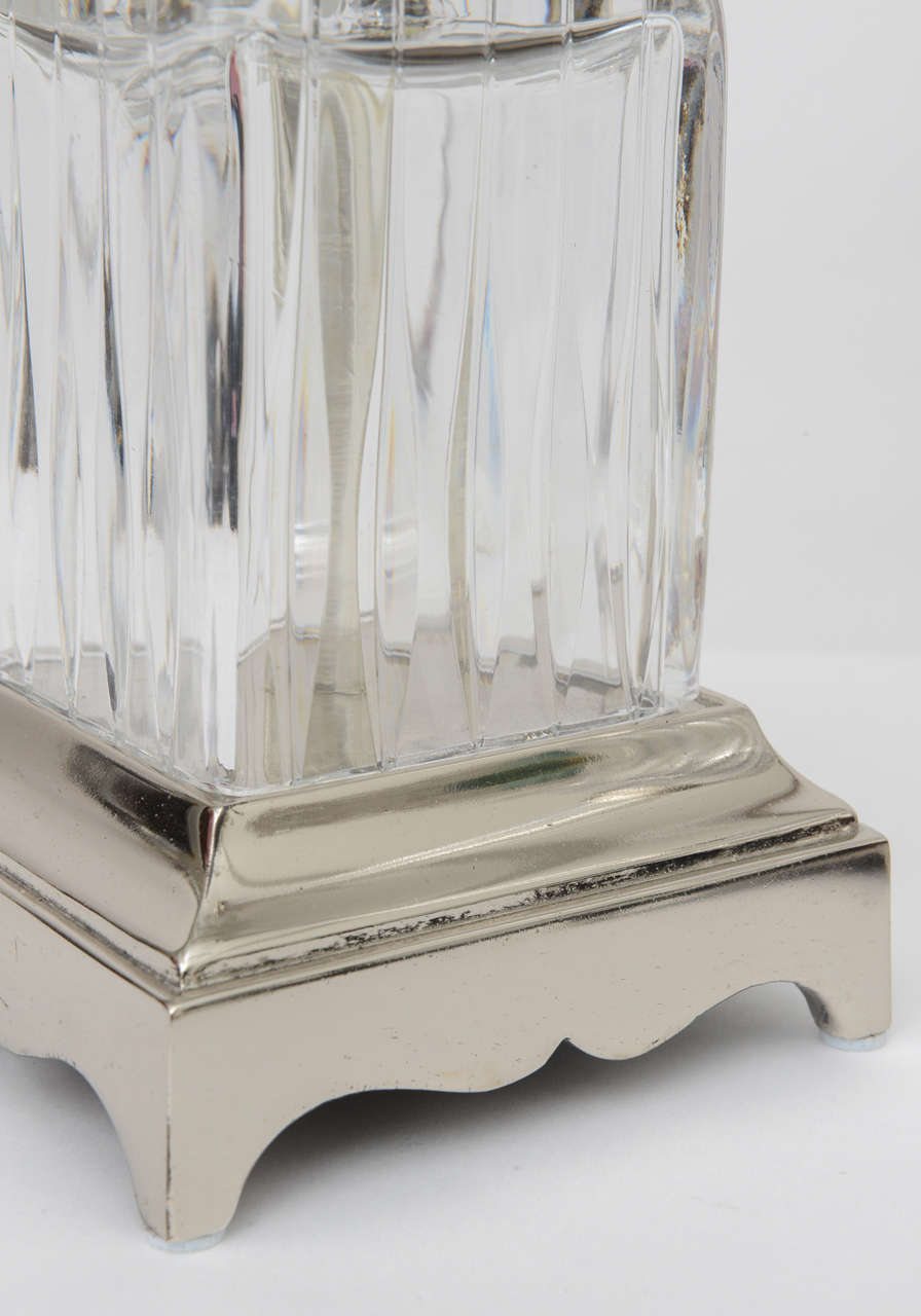 Pair of Fluted Glass Column Lamps at 1stDibs