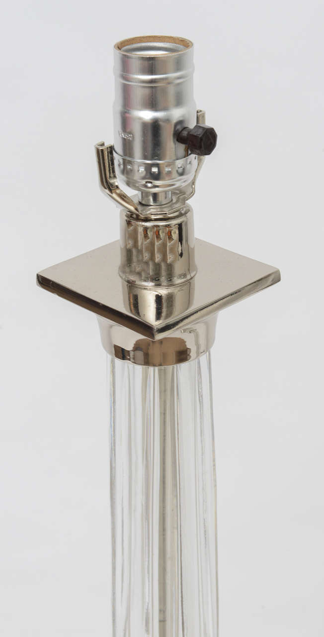 Pair of Fluted Glass Column Lamps at 1stDibs