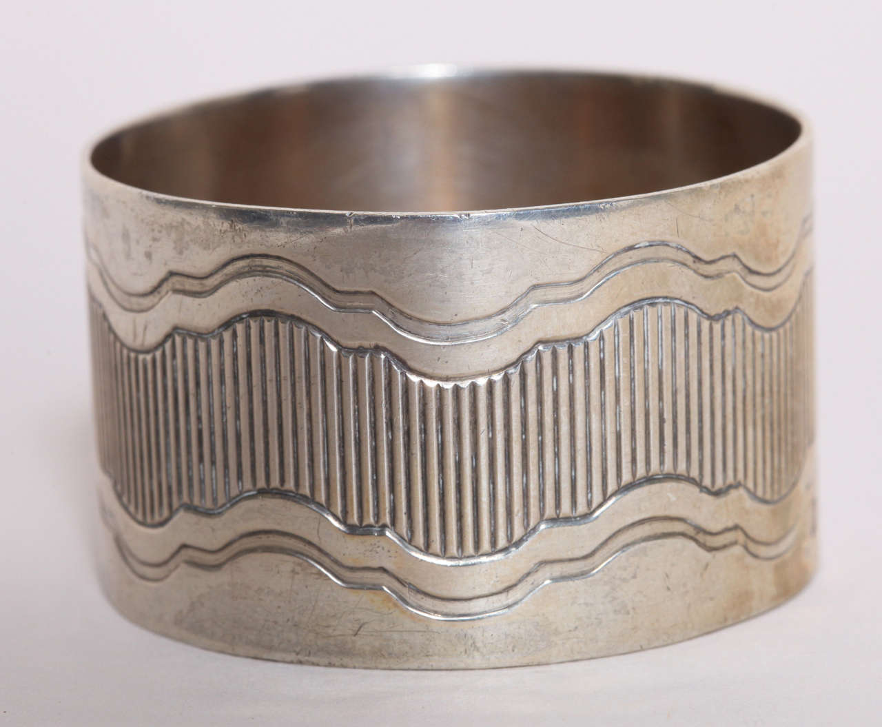 French Art Deco Group of Eight Silver Napkin Rings 5