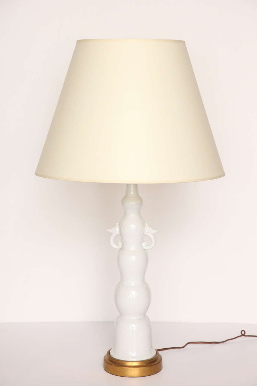 Swedish Pair of Glazed Porcelain Table Lamps