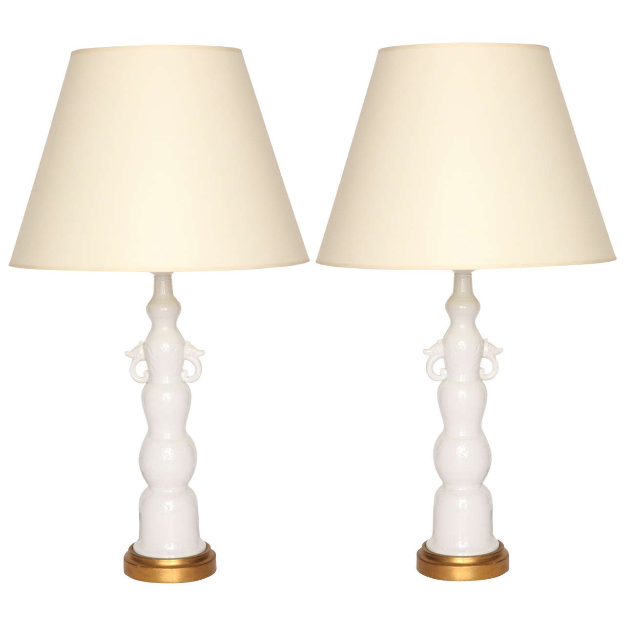 Pair of Glazed Porcelain Table Lamps