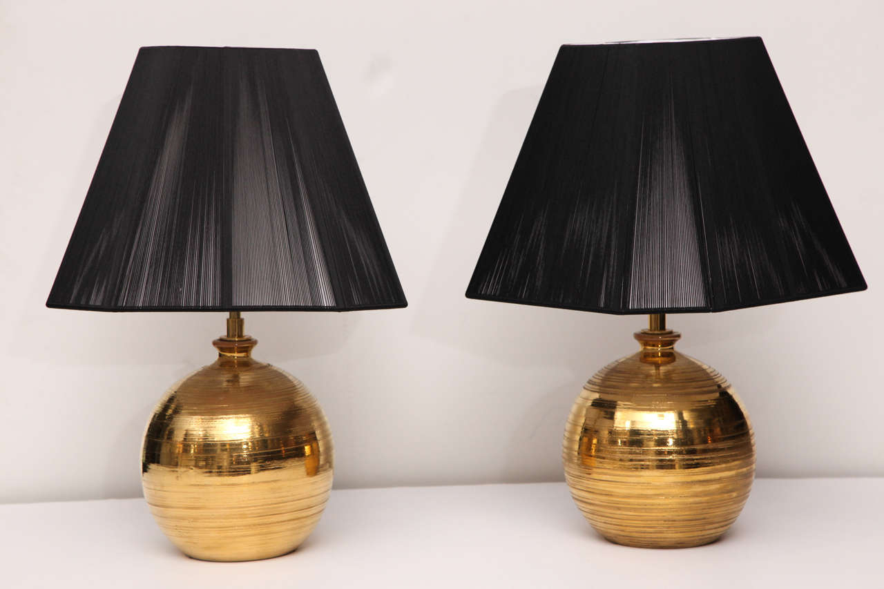 Mid-20th Century Pair of Glazed Ceramic Table Lamps by Bitossi for Bergboms