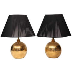 Pair of Glazed Ceramic Table Lamps by Bitossi for Bergboms