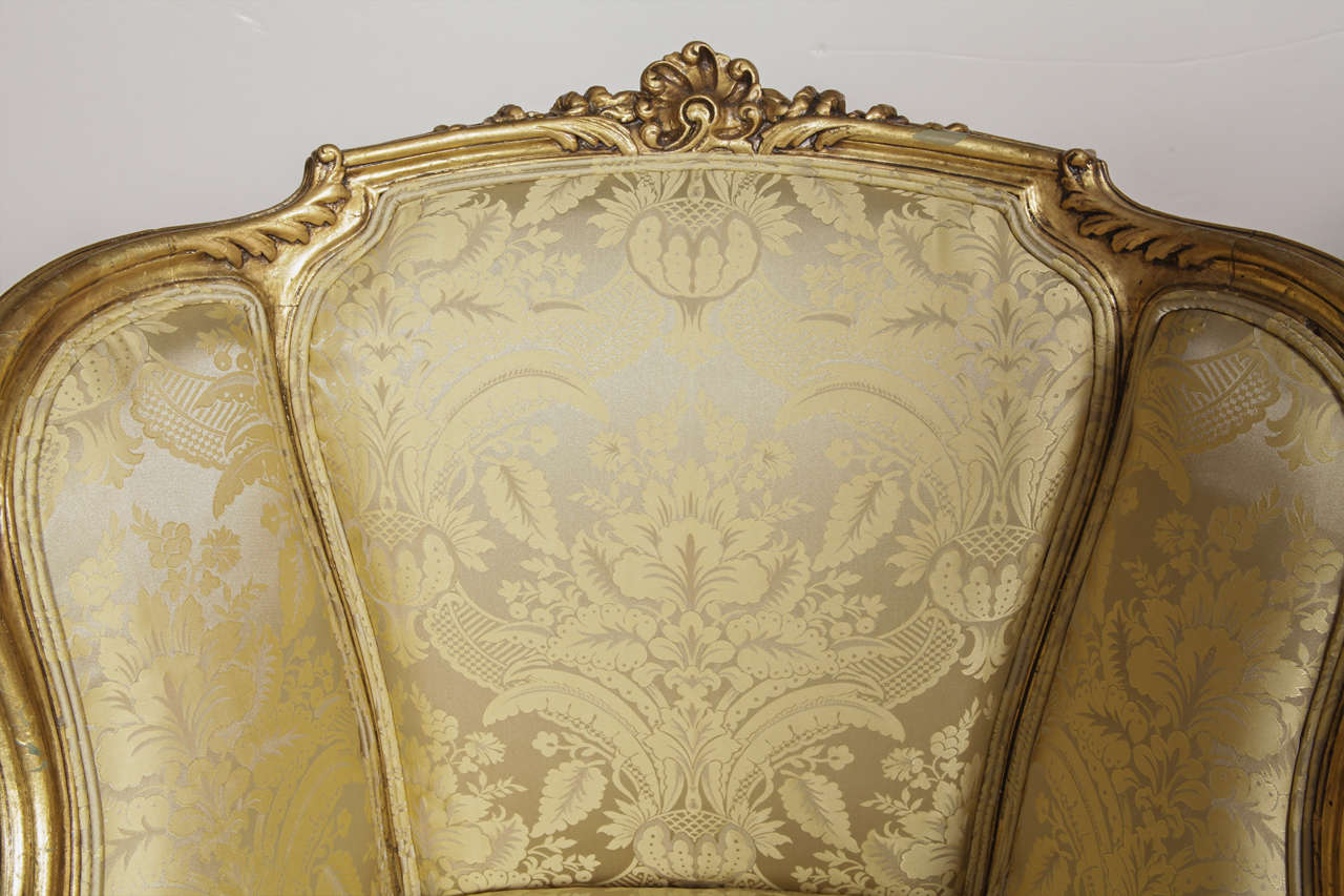 18th Century and Earlier 18th c French Louis XV gilt carved bergere