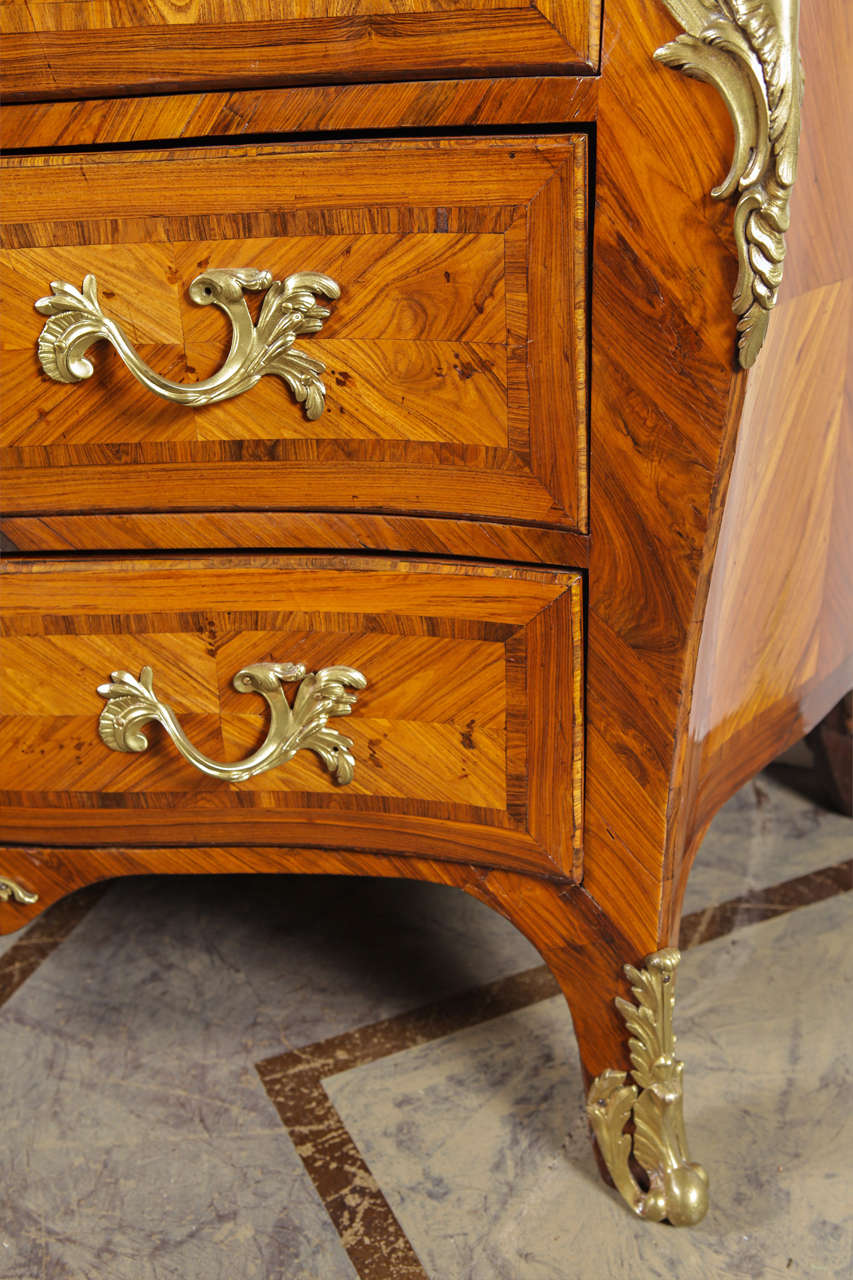 Wood 18th C Magnificent Regence Kingwood And Gilt Bronze Marble Topped Commode