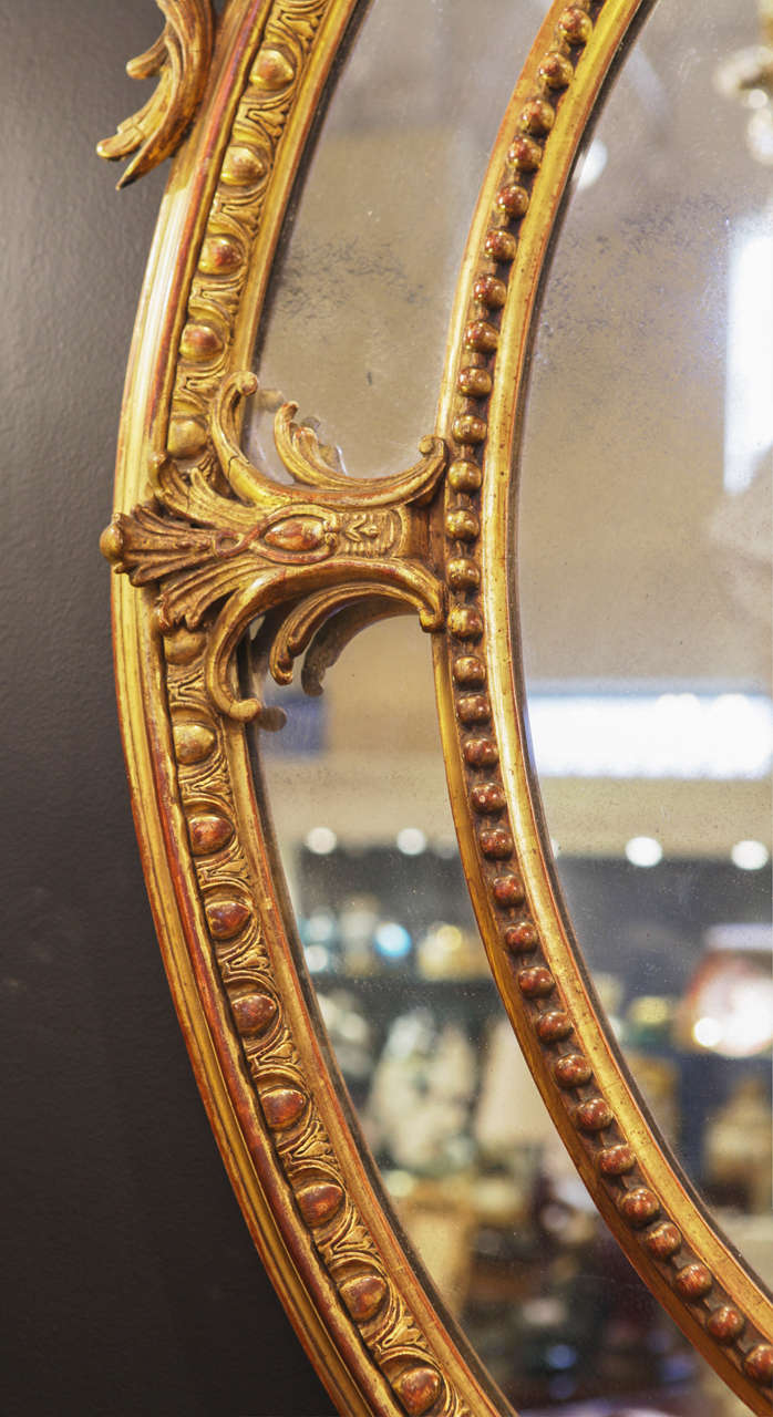 19th c French Louis XV gilt carved oval mirror 1