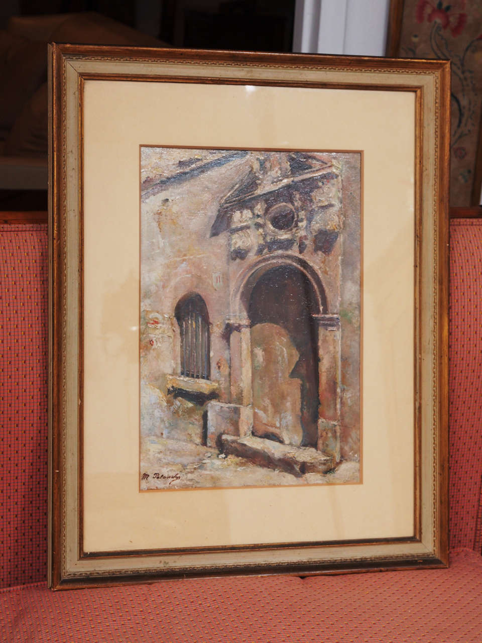 Italian Oil Panting of a Doorway.  Signed Michele Polumbo.