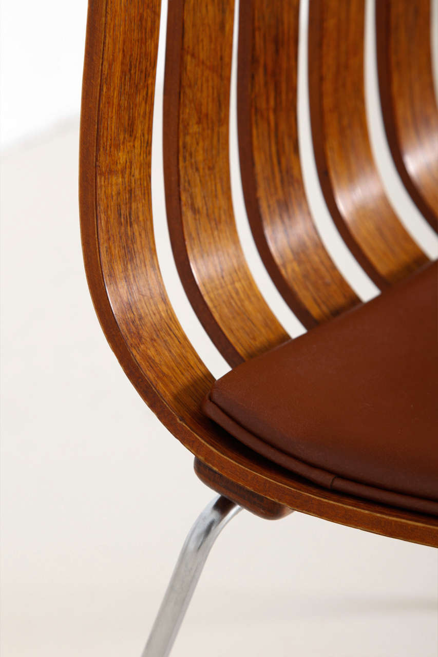 Four Rosewood Hans Brattrud Chairs, 1970 For Sale 4