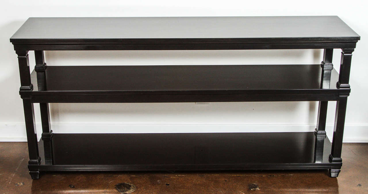 Vintage Two-Tiered Console Table in Ebonized Finish