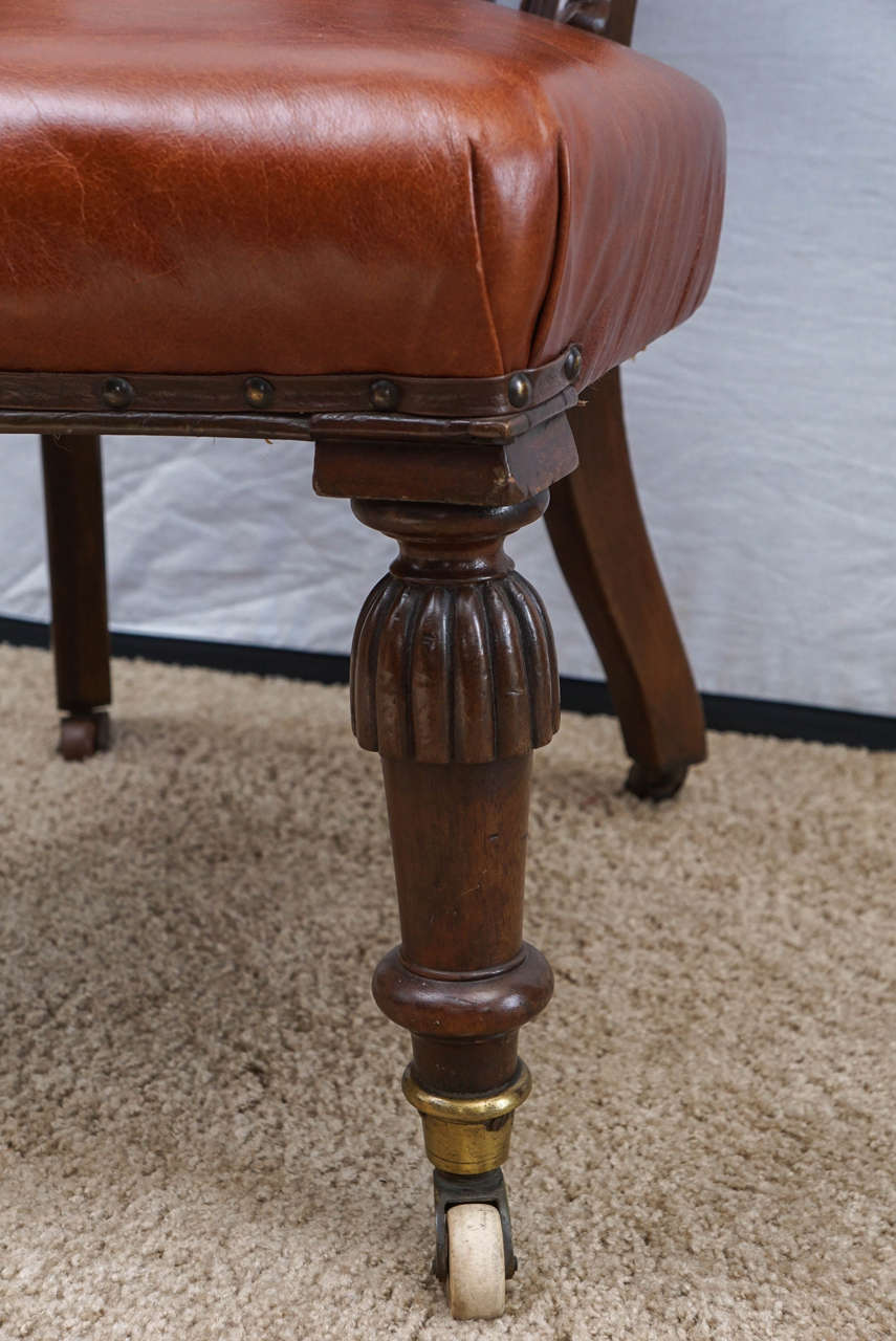 Mid-19th Century English Leather Chair on Casters For Sale 2
