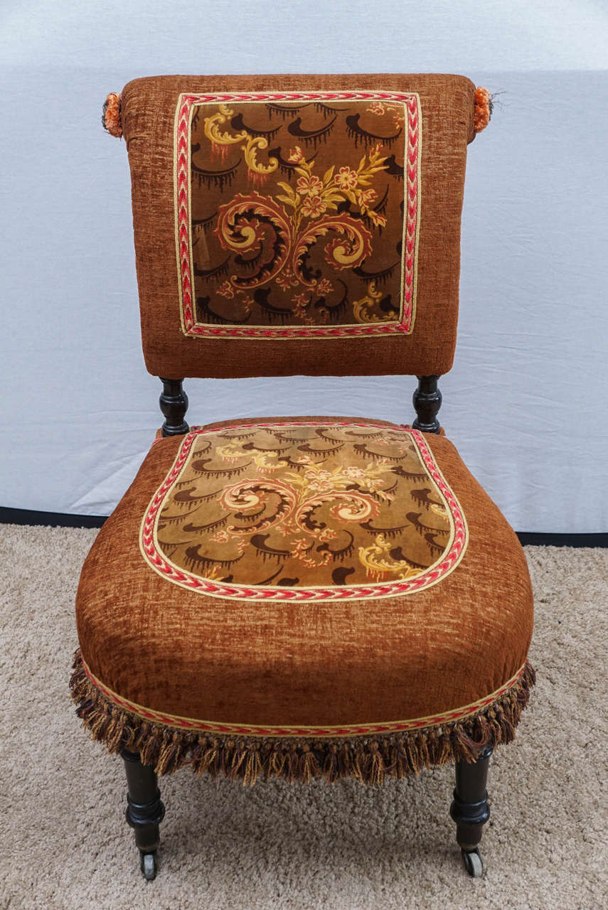 Napoleon III Pair of Napoleonic III Side Chairs with Stunning Upholstery For Sale