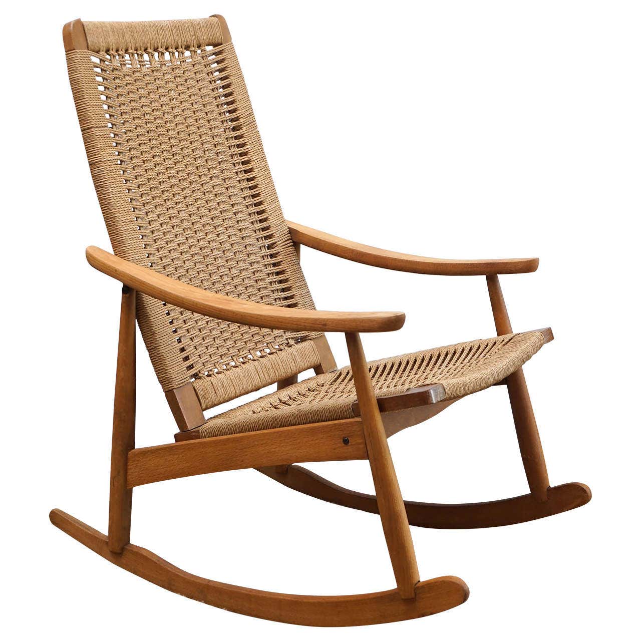 Yugoslavian Rope Rocking Chair, circa 1980 at 1stDibs