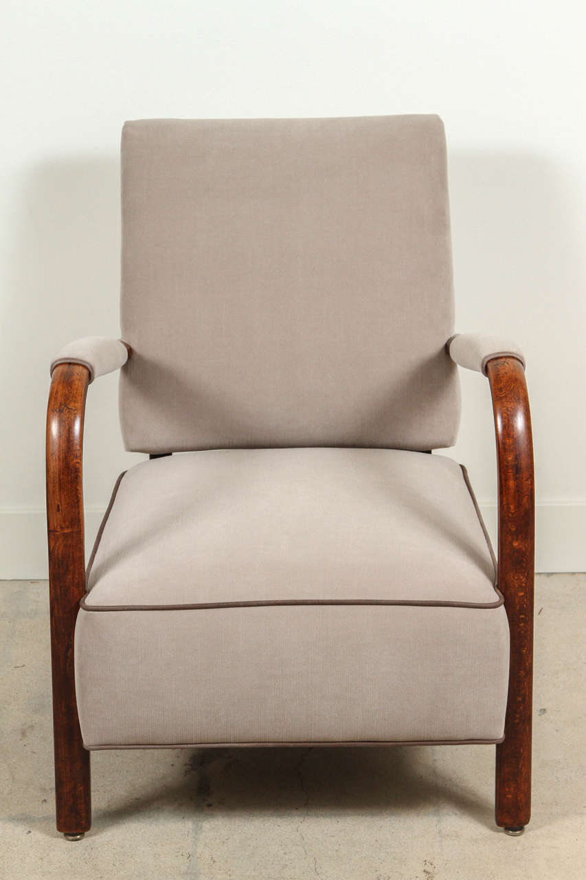 Pair of Bentwood Club Chairs in Leather Trimmed Mohair 1