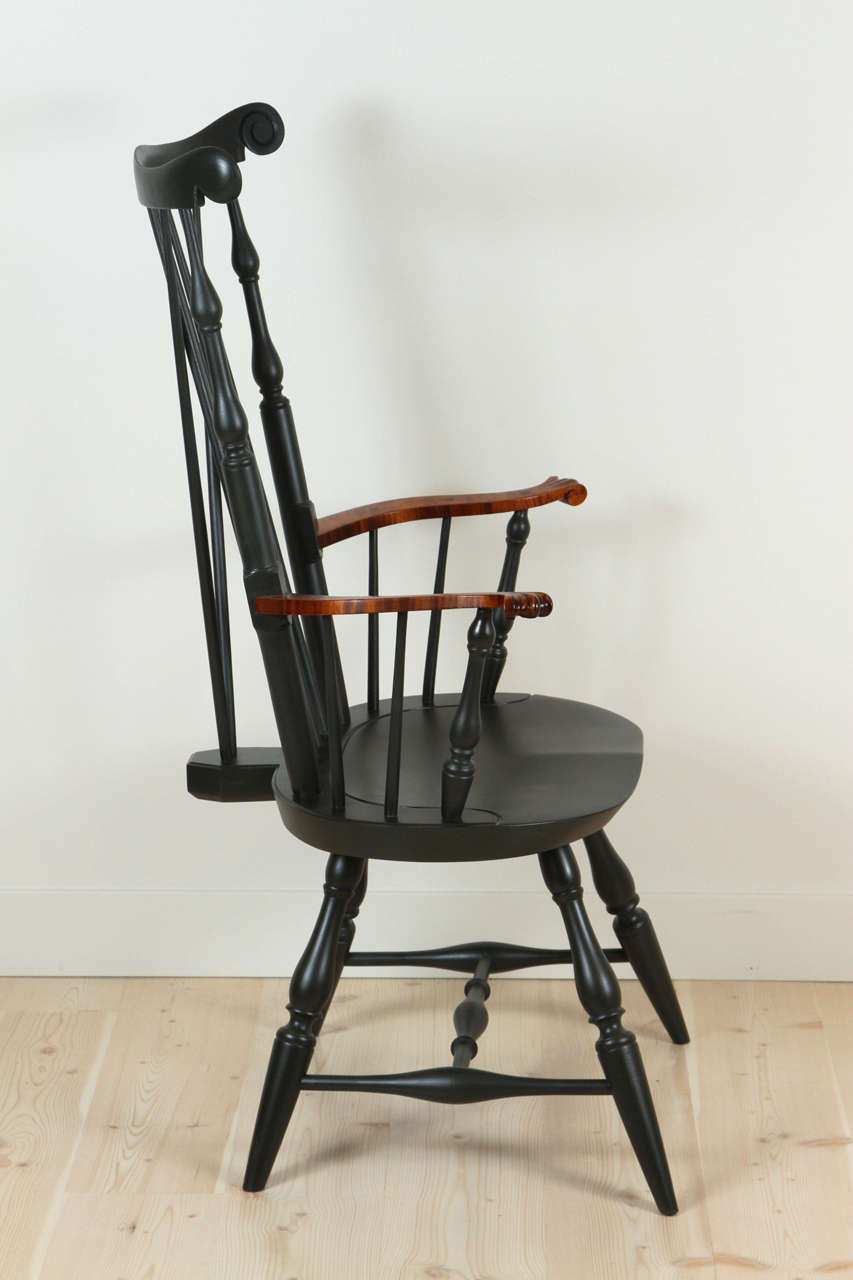 Nantucket Armchair with Tiger Maple Arms by O&G Studio In Excellent Condition In Los Angeles, CA