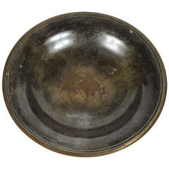 Swedish Bronze Bowl with Ship Detail Inlay