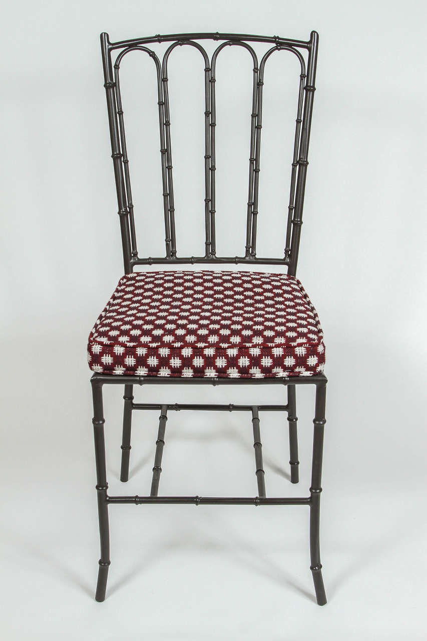 Metal Faux Bamboo Chairs with Seat Cushion