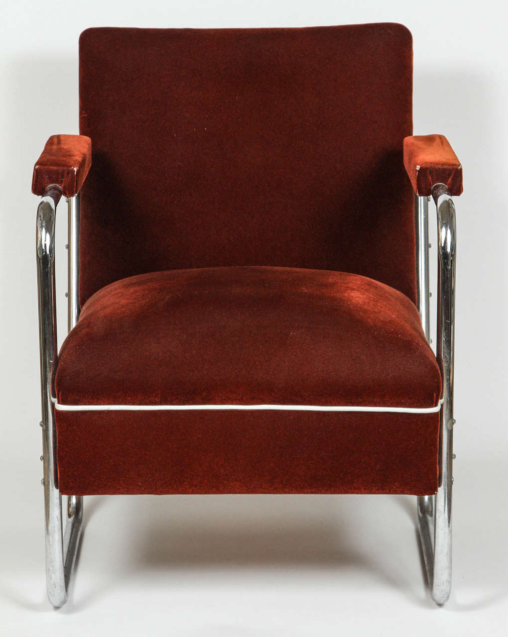 German design chrome chair with original mohair upholstery.