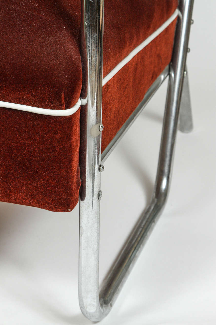 German Chrome Chair with Original Mohair Upholstery In Fair Condition For Sale In Los Angeles, CA