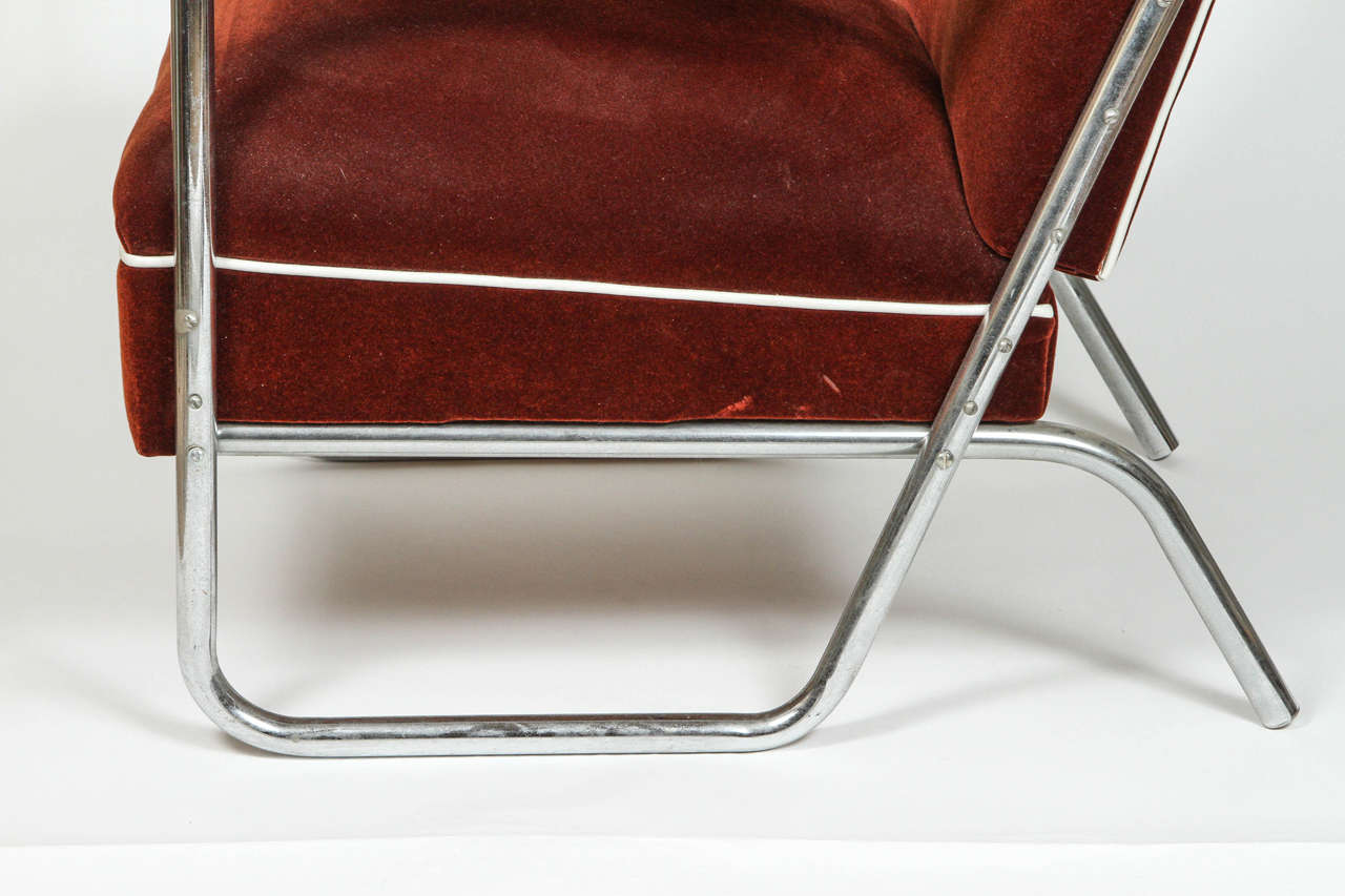 German Chrome Chair with Original Mohair Upholstery For Sale 2