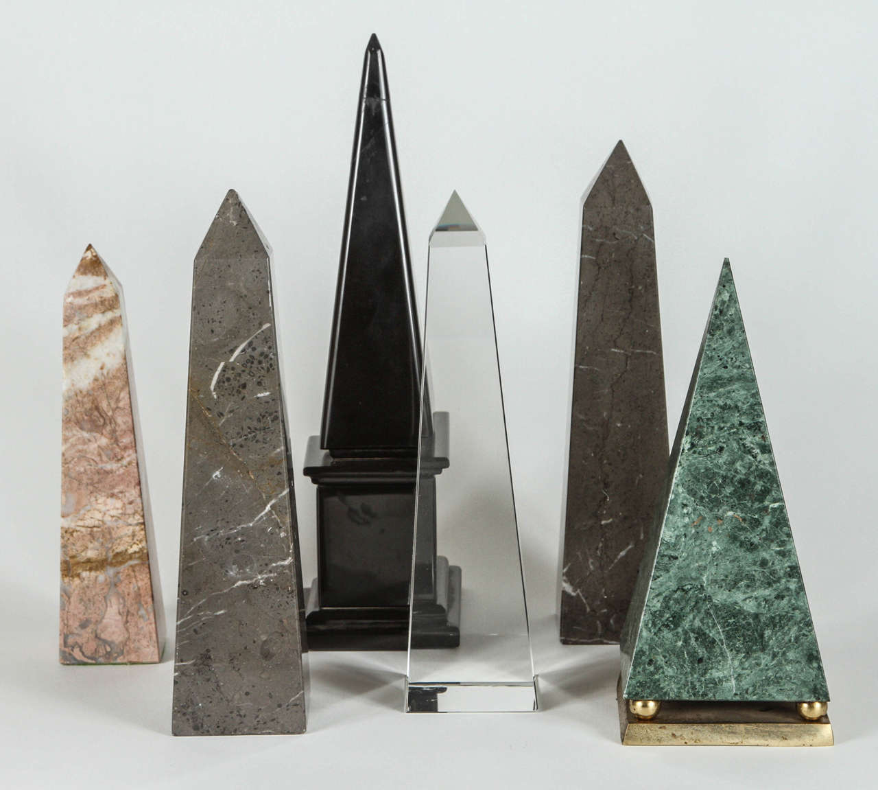 Collection of six obelisks.
Black stone dimensions - 15 x 3.37 x 3.75