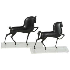 Pair of Art Deco Style Bronze Horse Sculptures