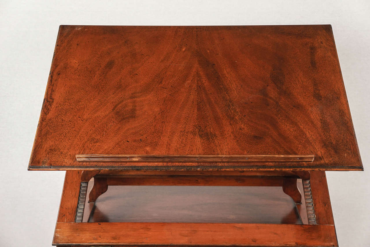Carved 19th Century English Mahogany Architect's Table For Sale