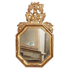Octagonal Giltwood Mirror with Cartouche