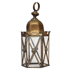 Small Brass Lantern with Lion Masks