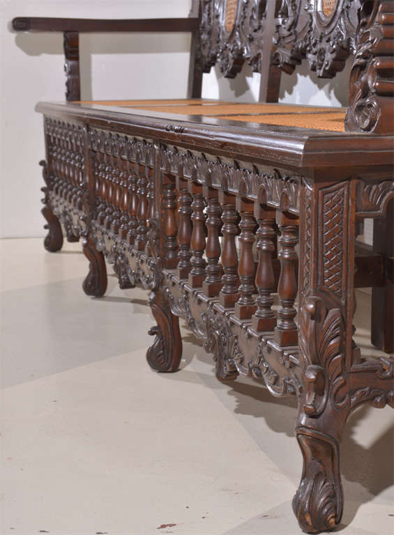 Hand-Carved English Settee 2