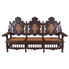 Hand-Carved English Settee