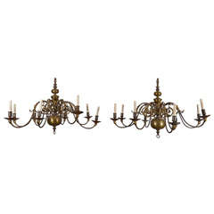 Pair of Dutch Baroque Brass Chandeliers