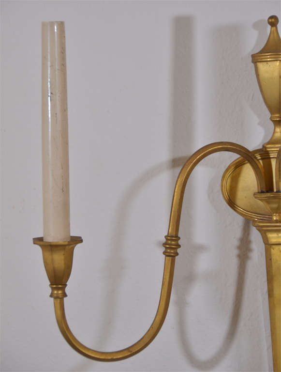 Pair of French Gilt Bronze Classical Sconces For Sale 1
