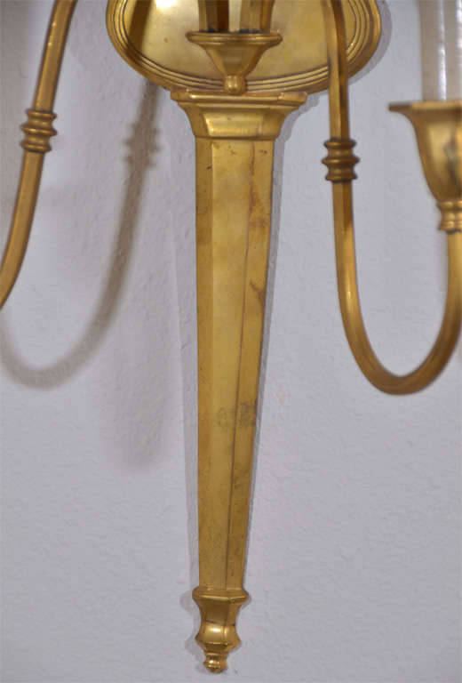 Pair of French Gilt Bronze Classical Sconces For Sale 2