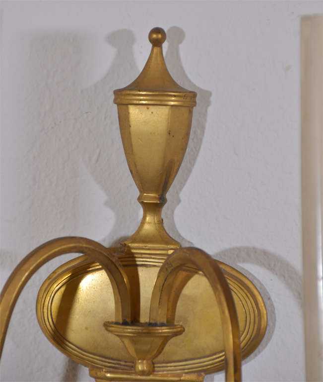Pair of French Gilt Bronze Classical Sconces For Sale 3